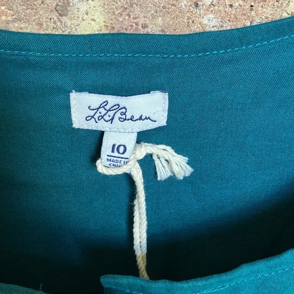 L.L.Bean Signature emerald green 100%Silk ruffle detail long sleeve shirt - Picture 5 of 13